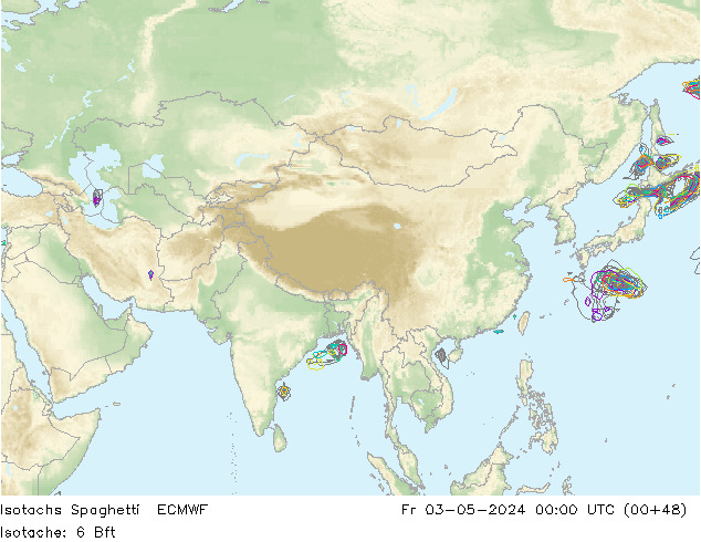 Isotachs Spaghetti ECMWF ven 03.05.2024 00 UTC