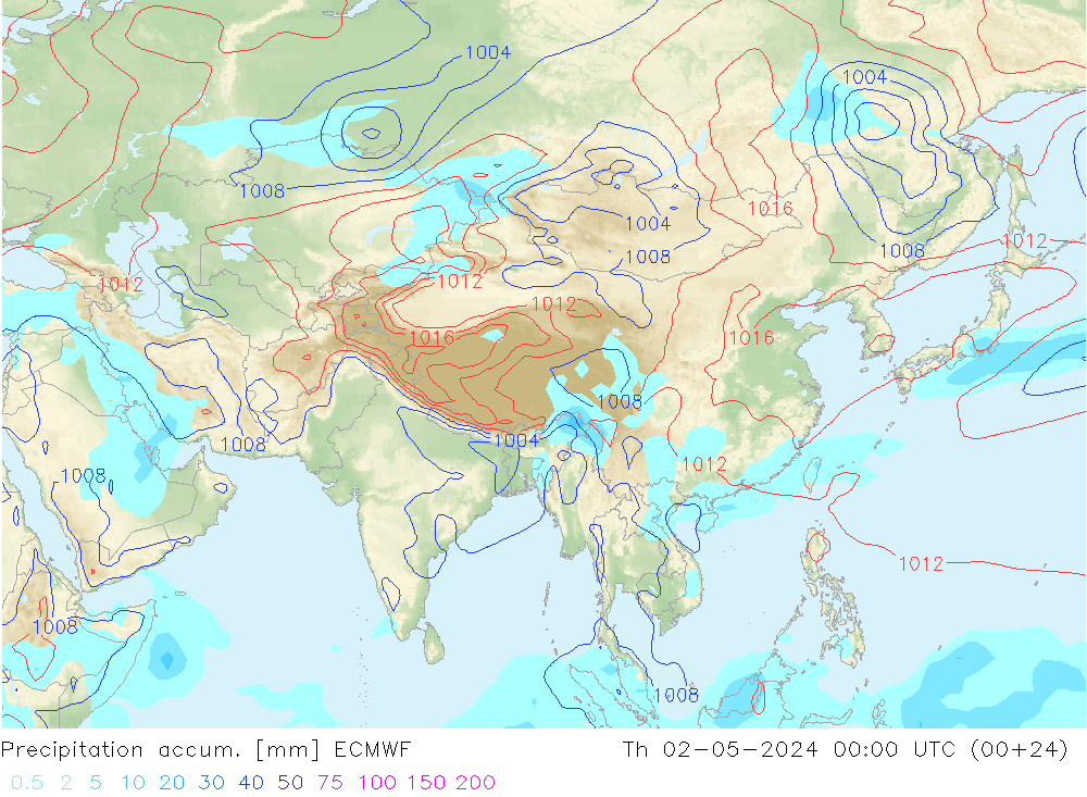 Precipitation accum. ECMWF Th 02.05.2024 00 UTC