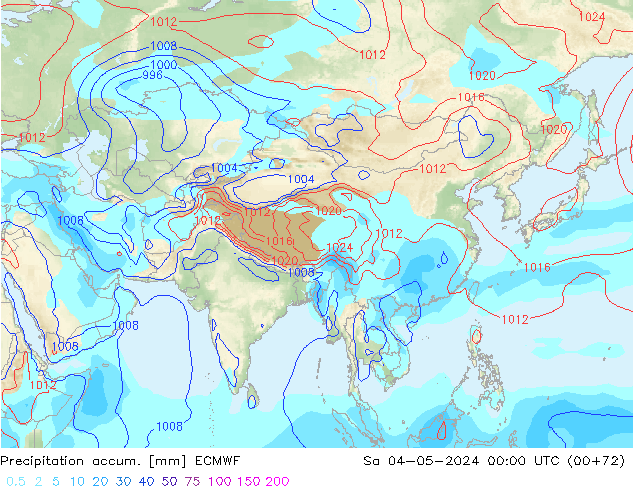 Precipitation accum. ECMWF сб 04.05.2024 00 UTC