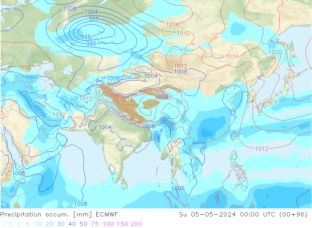 Totale neerslag ECMWF zo 05.05.2024 00 UTC