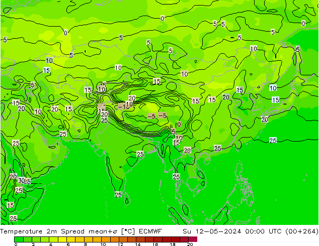 Sıcaklık Haritası 2m Spread ECMWF Paz 12.05.2024 00 UTC
