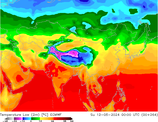 Temperature Low (2m) ECMWF Su 12.05.2024 00 UTC