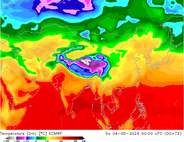Temperatura (2m) ECMWF Sáb 04.05.2024 00 UTC