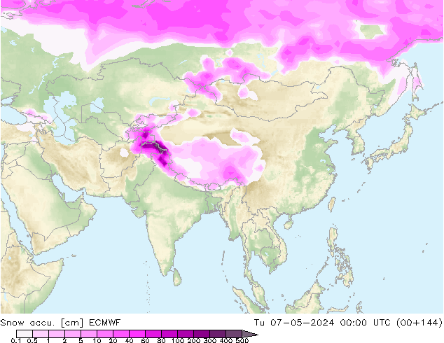Snow accu. ECMWF mar 07.05.2024 00 UTC