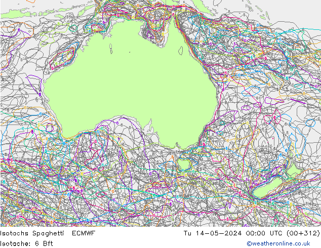 Isotaca Spaghetti ECMWF mar 14.05.2024 00 UTC