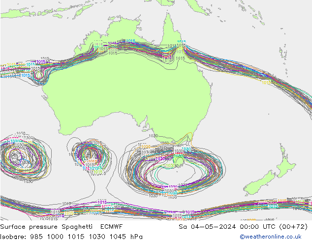 Luchtdruk op zeeniveau Spaghetti ECMWF za 04.05.2024 00 UTC