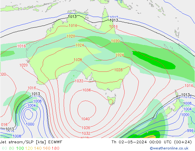 джет/приземное давление ECMWF чт 02.05.2024 00 UTC