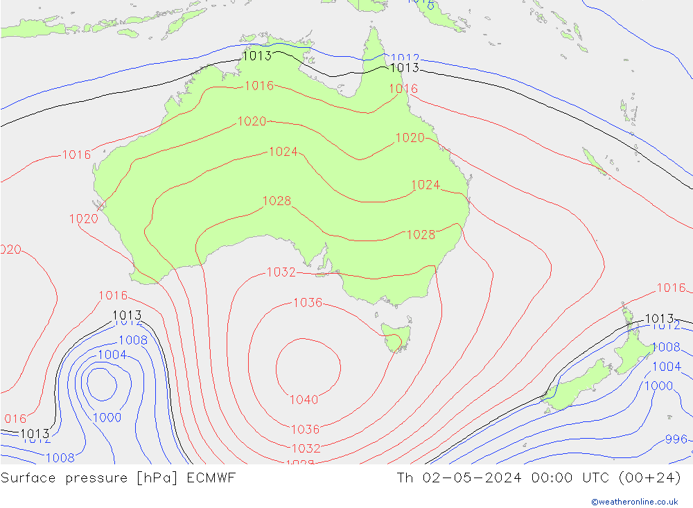 Surface pressure ECMWF Th 02.05.2024 00 UTC