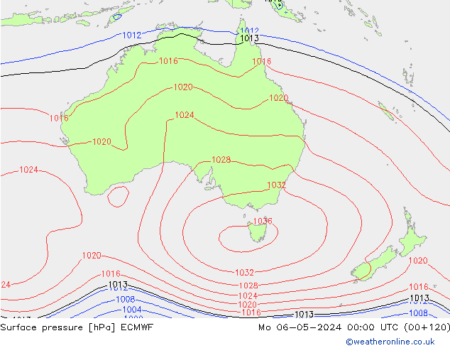Presión superficial ECMWF lun 06.05.2024 00 UTC