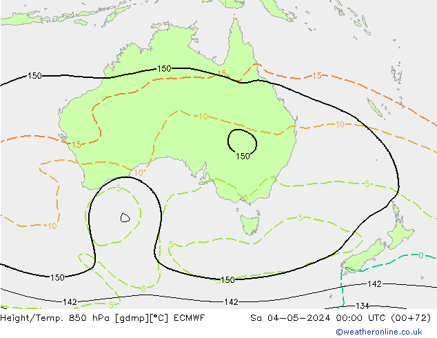 Height/Temp. 850 hPa ECMWF sab 04.05.2024 00 UTC