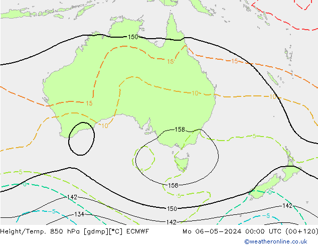 Height/Temp. 850 hPa ECMWF pon. 06.05.2024 00 UTC