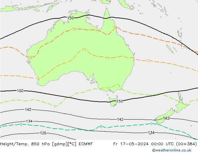 Géop./Temp. 850 hPa ECMWF ven 17.05.2024 00 UTC