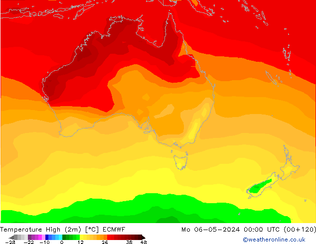 temperatura máx. (2m) ECMWF Seg 06.05.2024 00 UTC