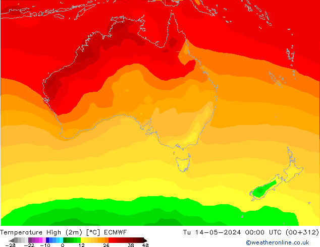 Höchstwerte (2m) ECMWF Di 14.05.2024 00 UTC