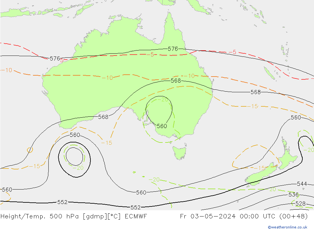 Height/Temp. 500 hPa ECMWF Fr 03.05.2024 00 UTC