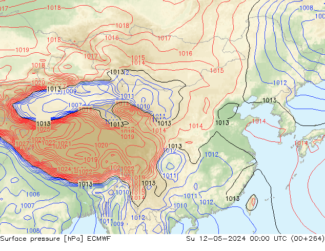 Surface pressure ECMWF Su 12.05.2024 00 UTC