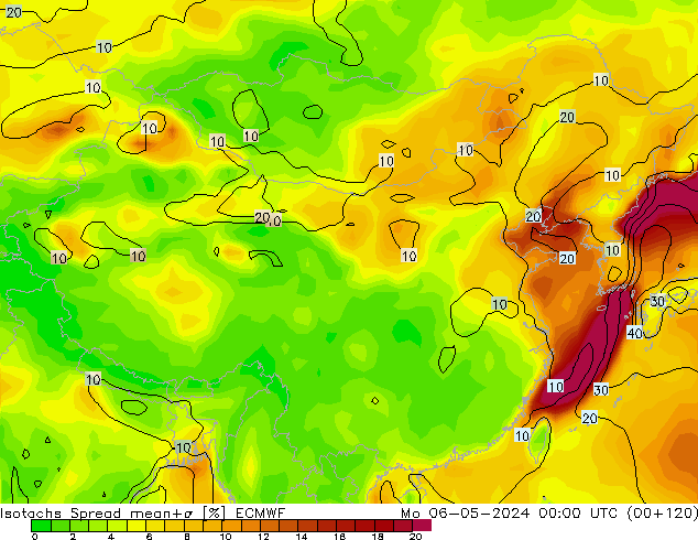 Isotachen Spread ECMWF ma 06.05.2024 00 UTC