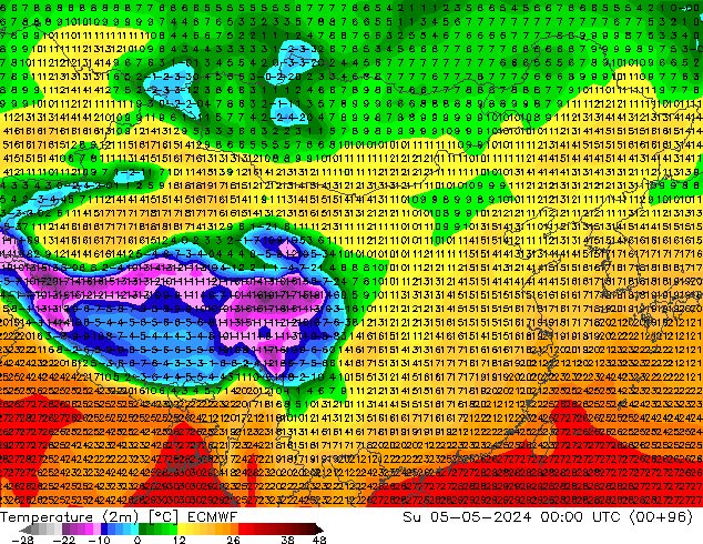 温度图 ECMWF 星期日 05.05.2024 00 UTC