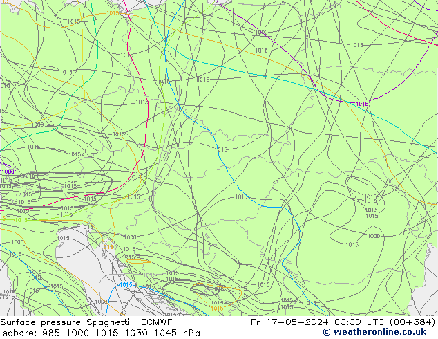 Surface pressure Spaghetti ECMWF Fr 17.05.2024 00 UTC