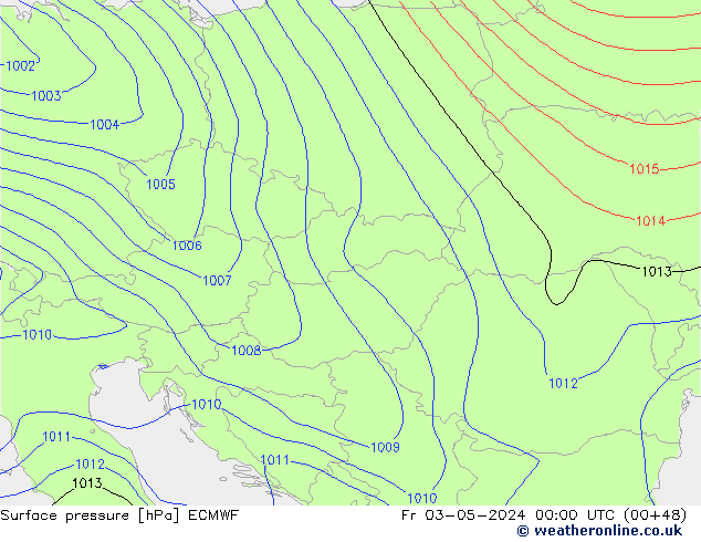 Atmosférický tlak ECMWF Pá 03.05.2024 00 UTC