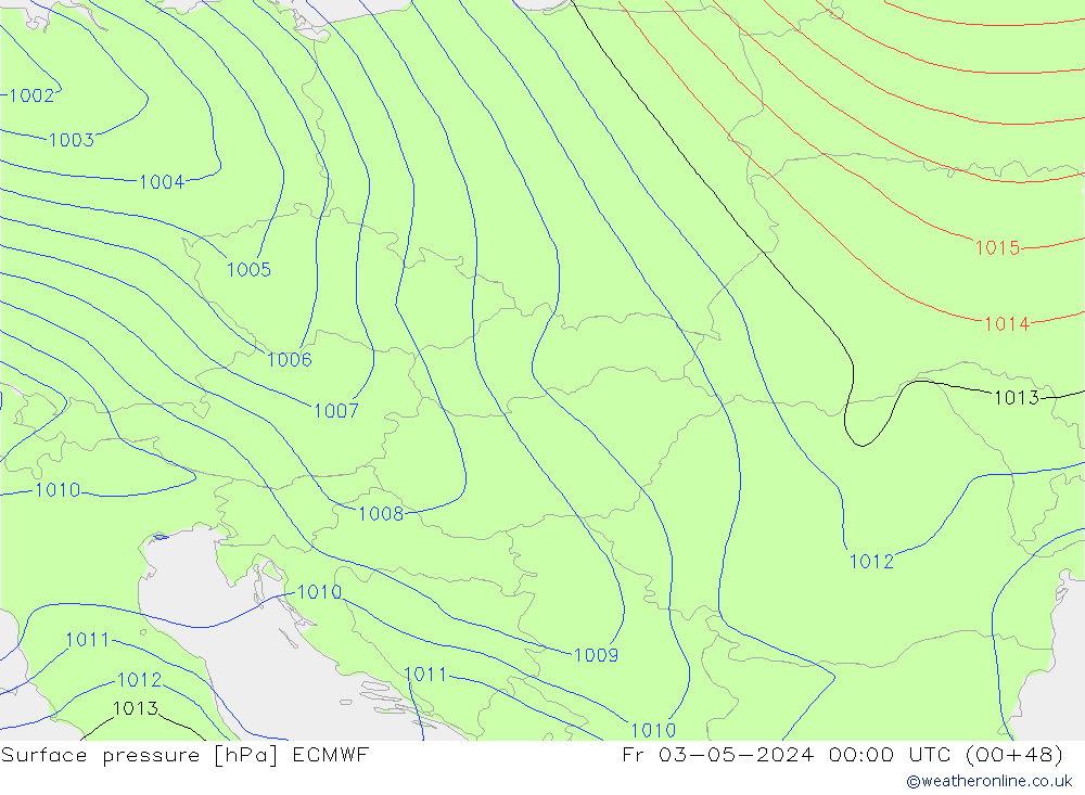 pressão do solo ECMWF Sex 03.05.2024 00 UTC