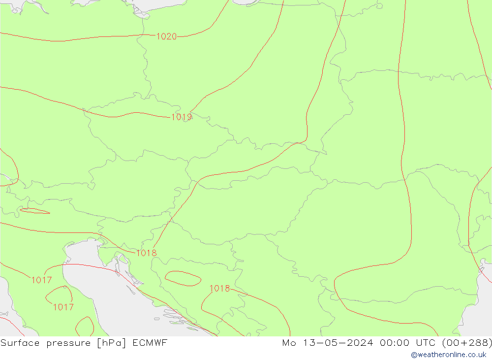 Yer basıncı ECMWF Pzt 13.05.2024 00 UTC