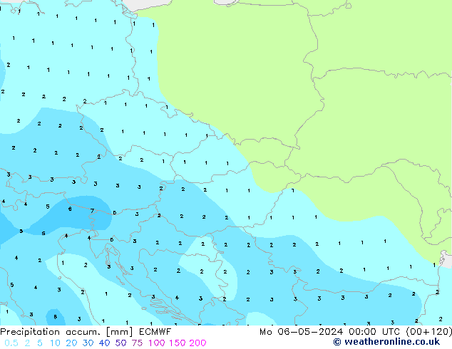 Precipitation accum. ECMWF Seg 06.05.2024 00 UTC