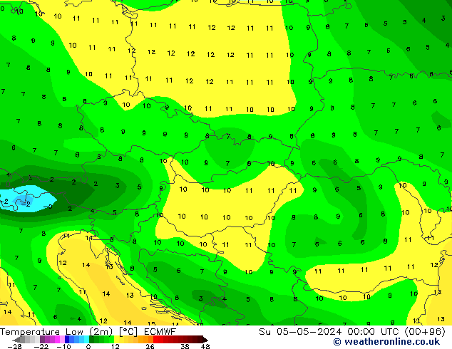 Temperature Low (2m) ECMWF Su 05.05.2024 00 UTC