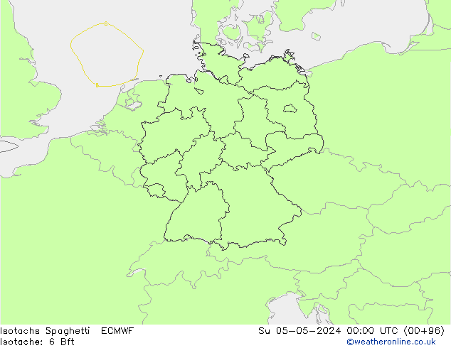 Eşrüzgar Hızları Spaghetti ECMWF Paz 05.05.2024 00 UTC