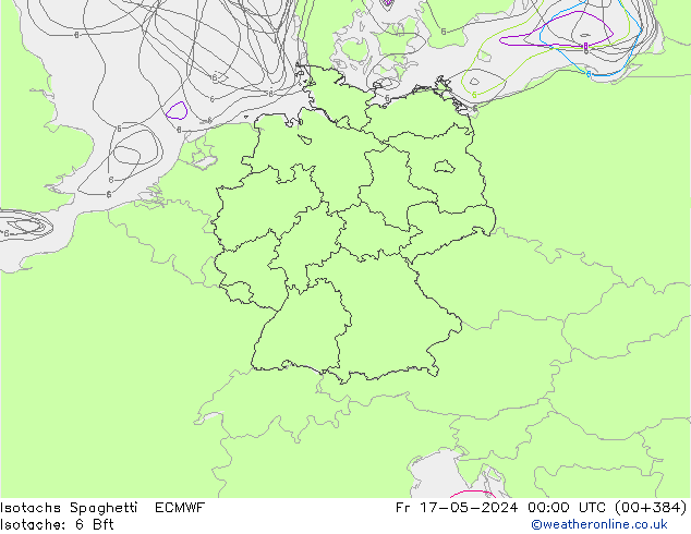 Isotachen Spaghetti ECMWF Fr 17.05.2024 00 UTC