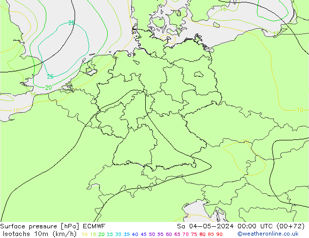 Isotachen (km/h) ECMWF Sa 04.05.2024 00 UTC