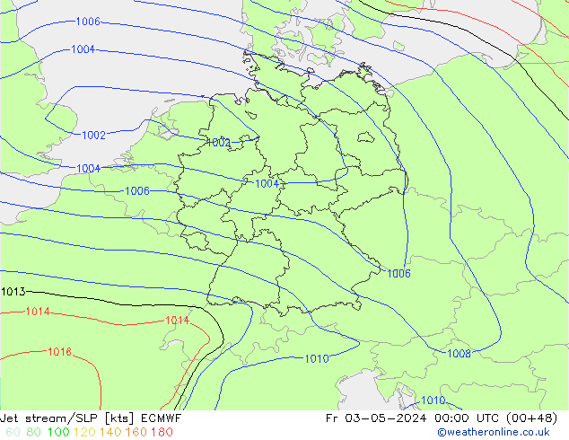 джет/приземное давление ECMWF пт 03.05.2024 00 UTC