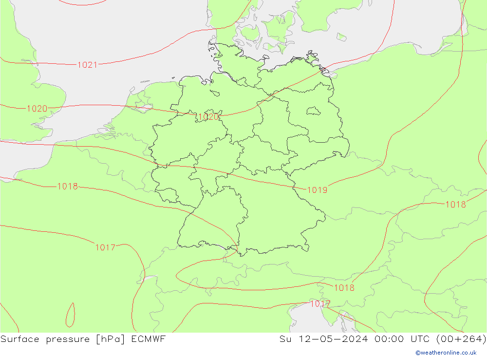 Surface pressure ECMWF Su 12.05.2024 00 UTC