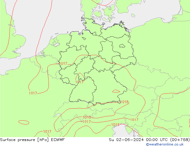地面气压 ECMWF 星期日 02.06.2024 00 UTC