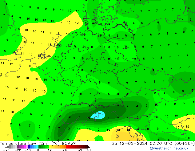 Temperature Low (2m) ECMWF Su 12.05.2024 00 UTC