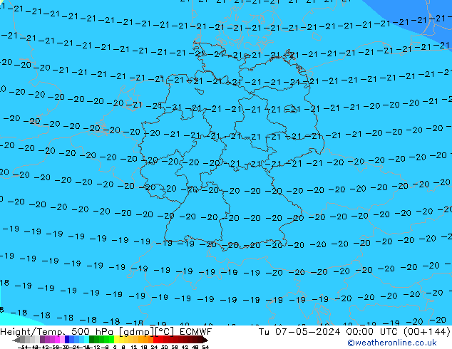 Géop./Temp. 500 hPa ECMWF mar 07.05.2024 00 UTC