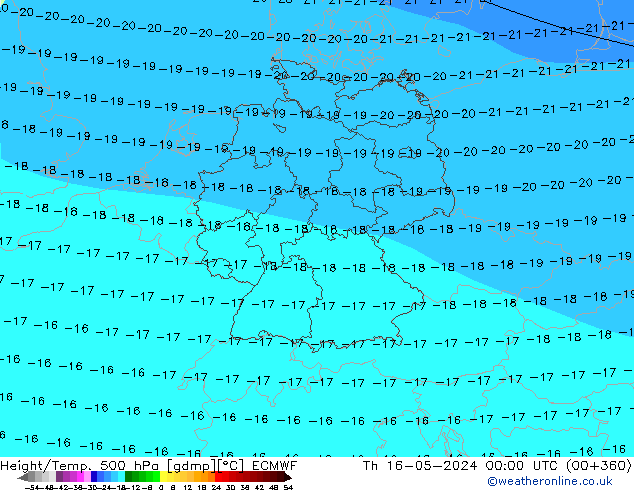 Height/Temp. 500 hPa ECMWF Th 16.05.2024 00 UTC