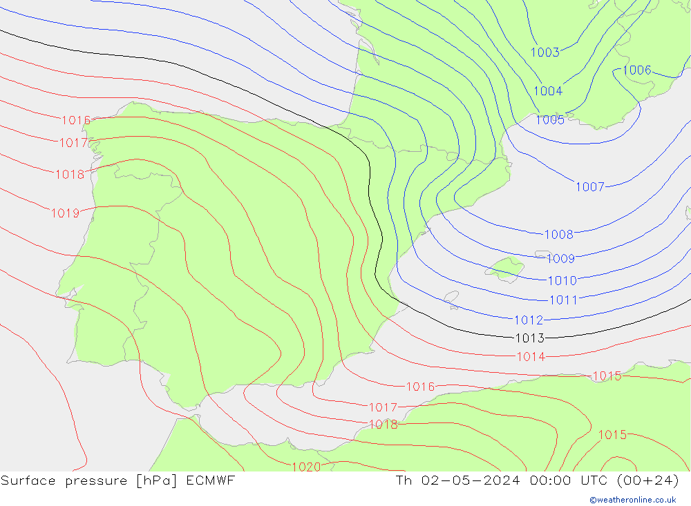 ciśnienie ECMWF czw. 02.05.2024 00 UTC