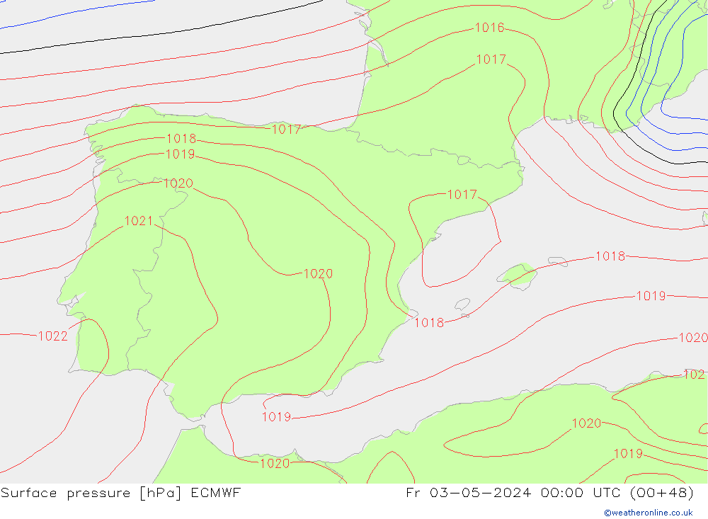 ciśnienie ECMWF pt. 03.05.2024 00 UTC