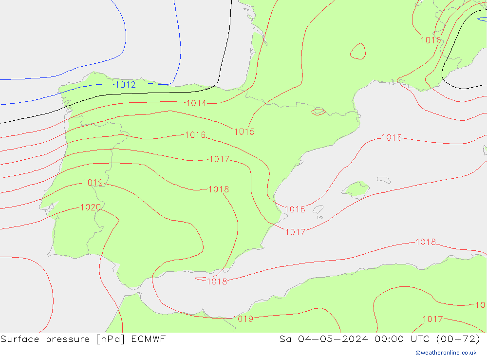 ciśnienie ECMWF so. 04.05.2024 00 UTC