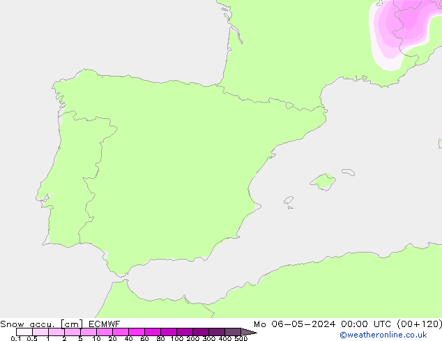 Totale sneeuw ECMWF ma 06.05.2024 00 UTC