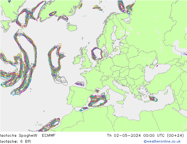 Izotacha Spaghetti ECMWF czw. 02.05.2024 00 UTC
