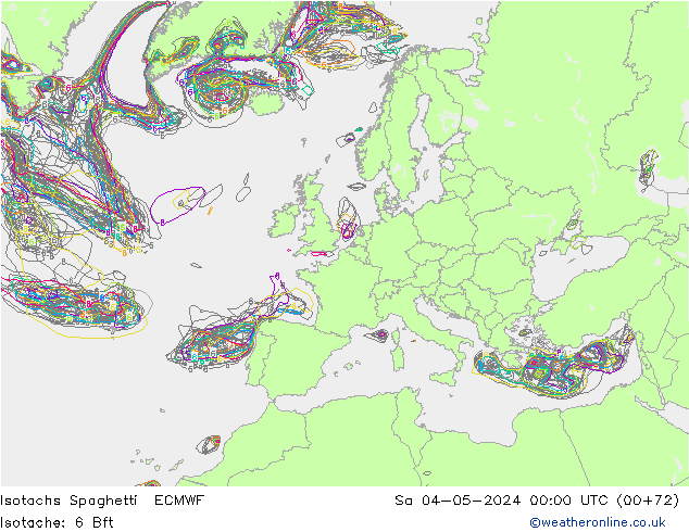 Isotachen Spaghetti ECMWF za 04.05.2024 00 UTC