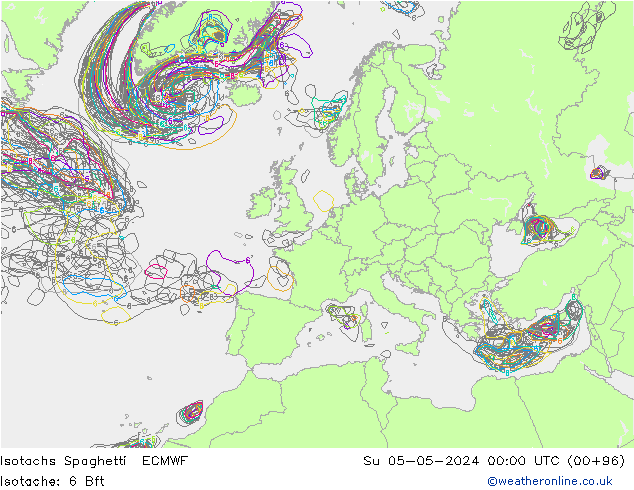 Isotachs Spaghetti ECMWF dom 05.05.2024 00 UTC