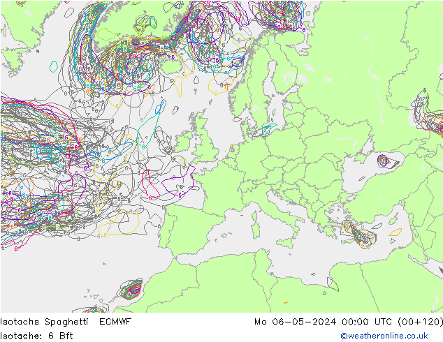 Isotachs Spaghetti ECMWF пн 06.05.2024 00 UTC