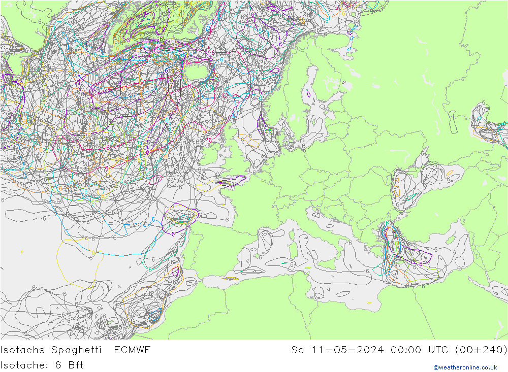 Eşrüzgar Hızları Spaghetti ECMWF Cts 11.05.2024 00 UTC