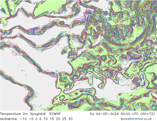 Temperatura 2m Spaghetti ECMWF Sáb 04.05.2024 00 UTC