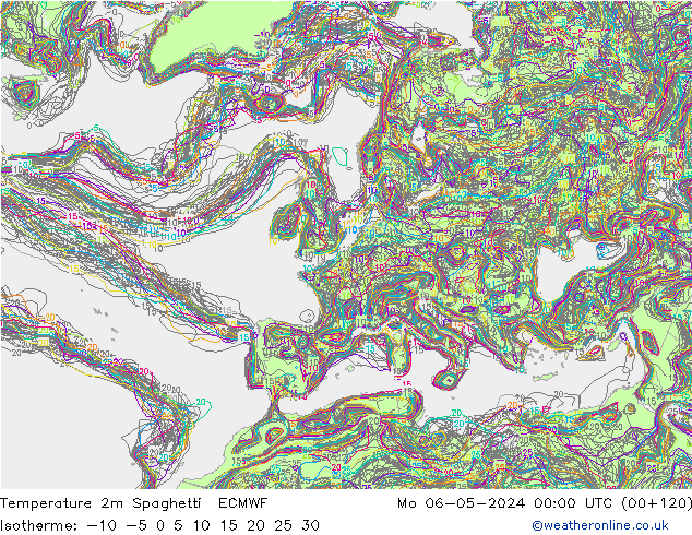 Temperature 2m Spaghetti ECMWF Mo 06.05.2024 00 UTC