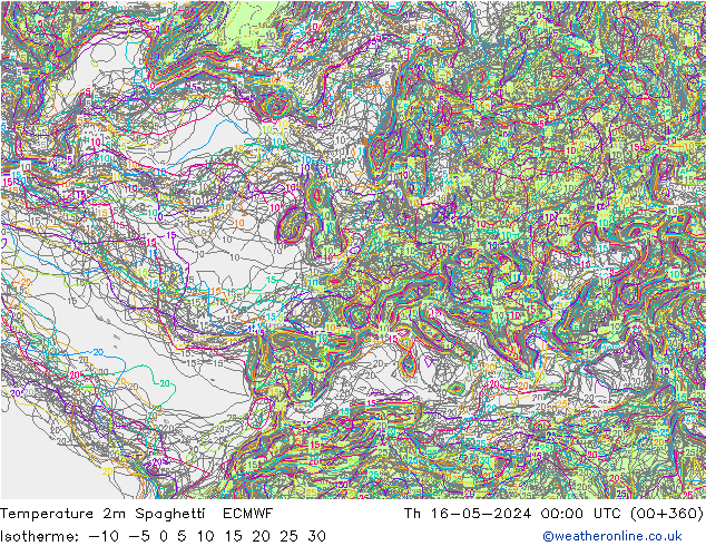 Sıcaklık Haritası 2m Spaghetti ECMWF Per 16.05.2024 00 UTC