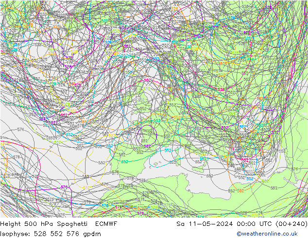 500 hPa Yüksekliği Spaghetti ECMWF Cts 11.05.2024 00 UTC